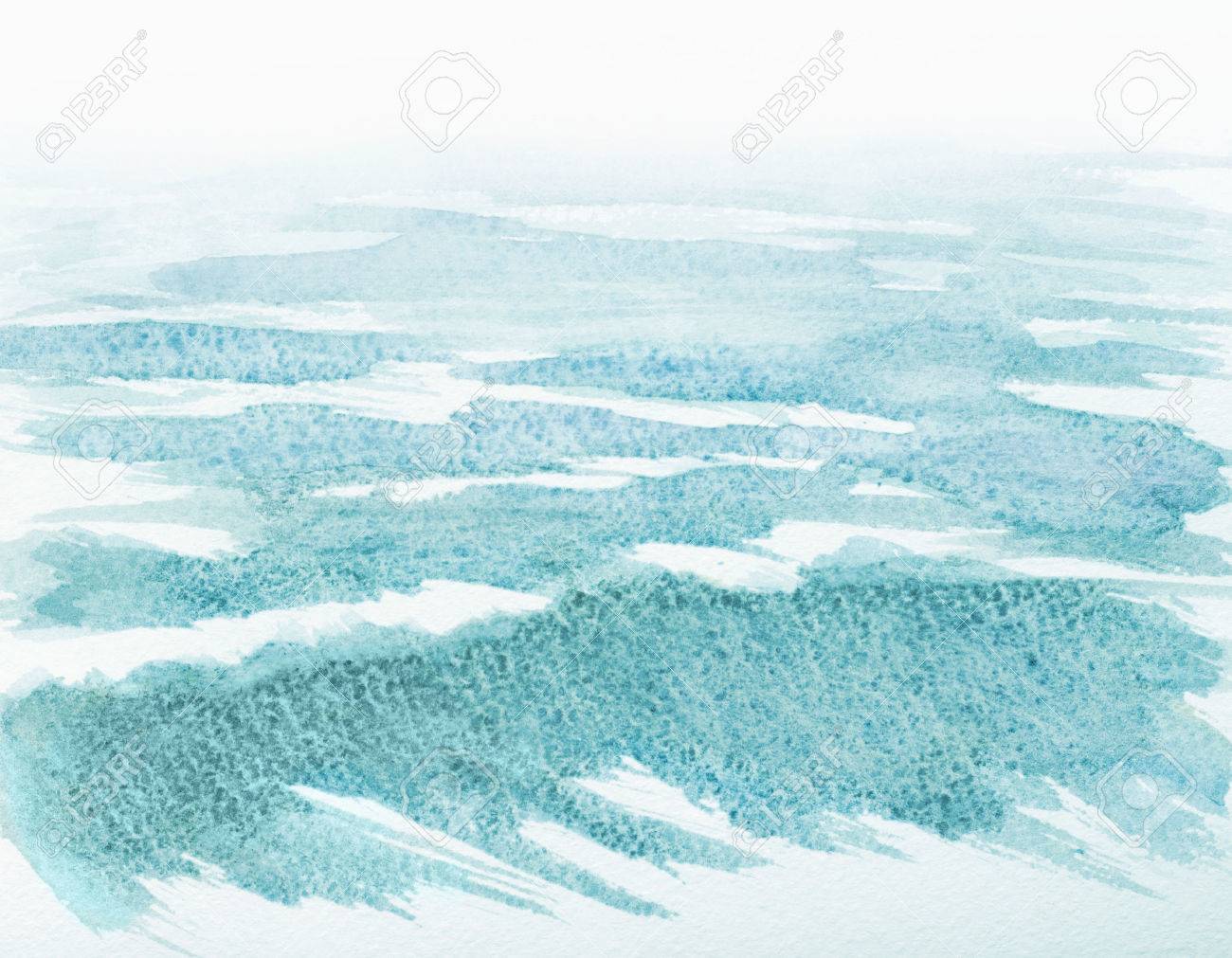 watercolor abstract illustration of ocean water waves stock photo