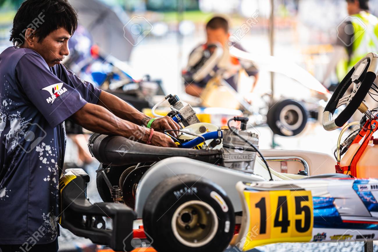 pattata thailand may 26 the technician team is preparing the race car technician