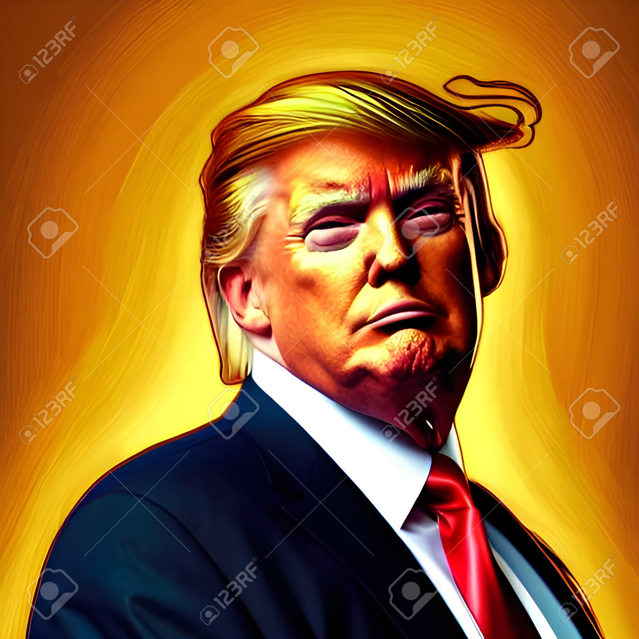 01.10.2022、ニューヨーク、米国:ドナルド・トランプの似顔絵、写実的なイラスト。高品質のイラストの写真素材・画像素材 Image  193839929