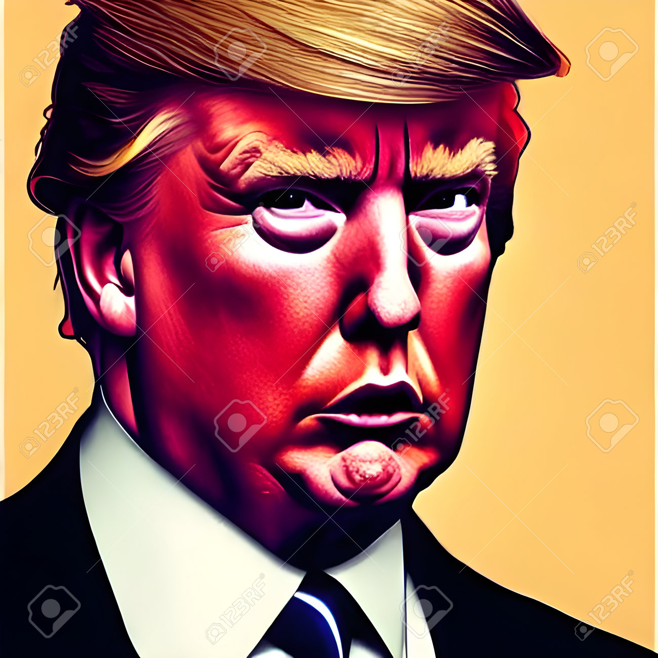 01.10.2022、ニューヨーク、米国:ドナルド・トランプの似顔絵、写実的なイラスト。高品質のイラストの写真素材・画像素材 Image  193839928