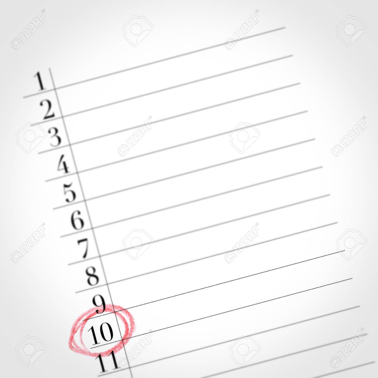 calendar shows the 10th day of the month detail of one day marked one day calendar