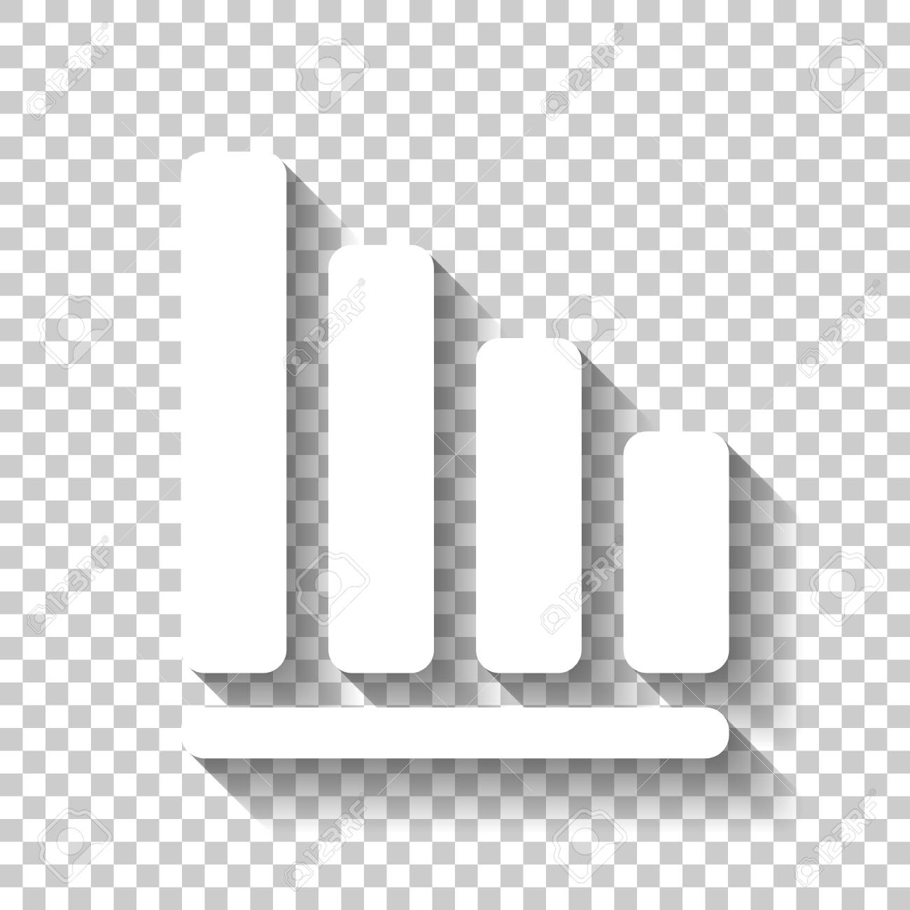 グラフ線の低下アイコン 透明な背景に影が付いた白いアイコン のイラスト素材 ベクタ Image