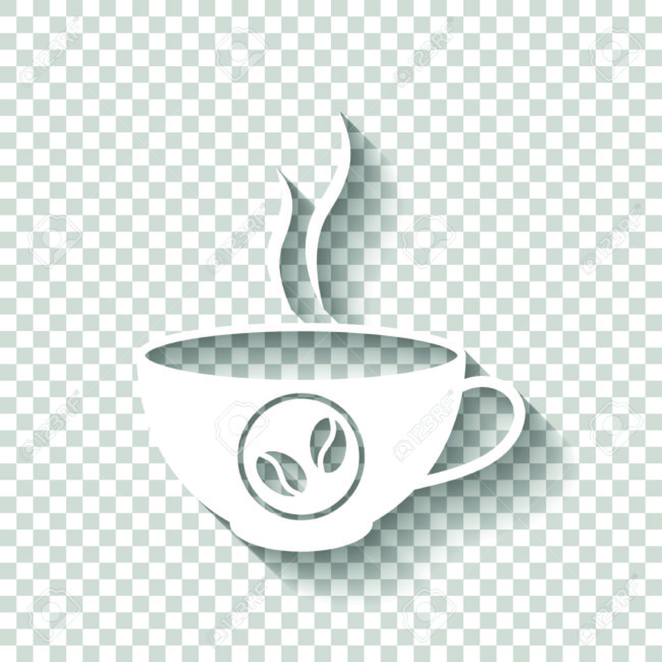 Cup Of Hot Coffee Icon White With Shadow On Transparent Background Stock Vector Cup Of Hot Coffee Icon White With Shadow On Transparent Background Stock Vector