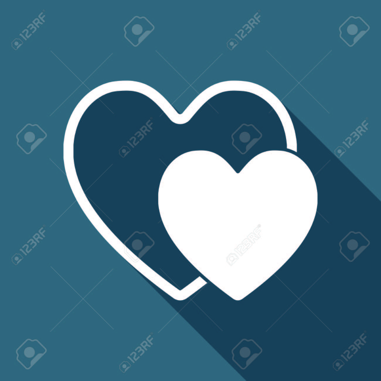 2心 シンプルなアイコン 背景に長い影を持つ白いフラットアイコン のイラスト素材 ベクタ Image