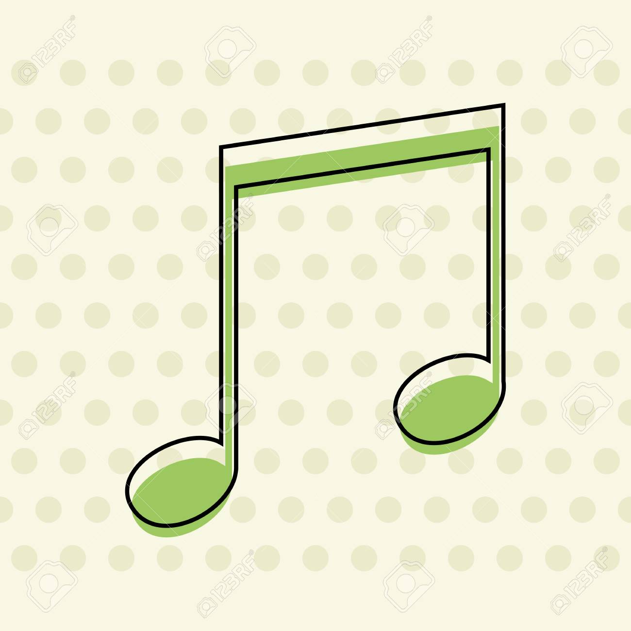 Music Note Icon Black Contour Of Icon And Green Filling On Beige Royalty Free Cliparts Vectors And Stock Illustration Image
