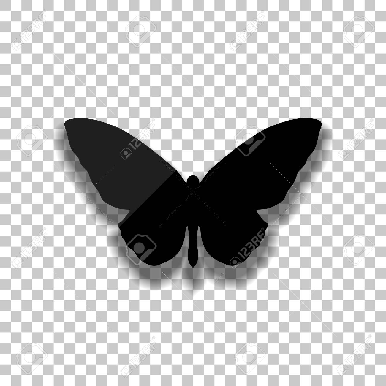Butterfly Icon Black Glass Icon With Soft Shadow On Transparent
