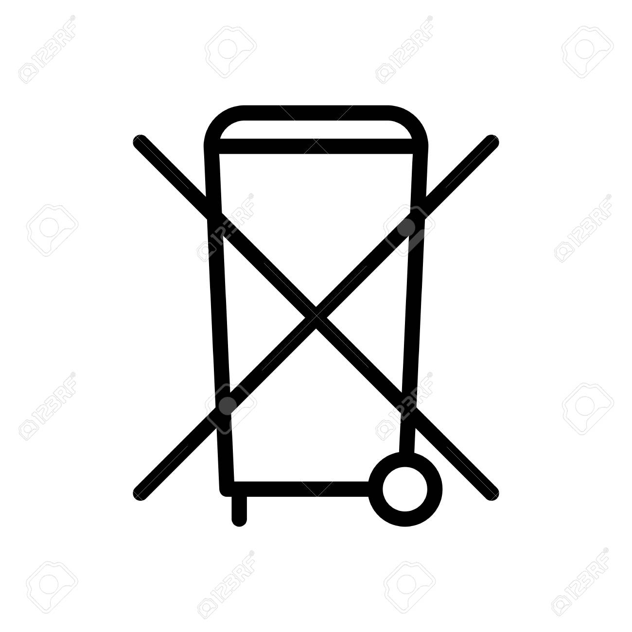 No Trash Bin, Crossed Litter. Linear Icon With Thin Outline Royalty Free  SVG, Cliparts, Vectors, and Stock Illustration. Image 102129821., image size:1300x1300