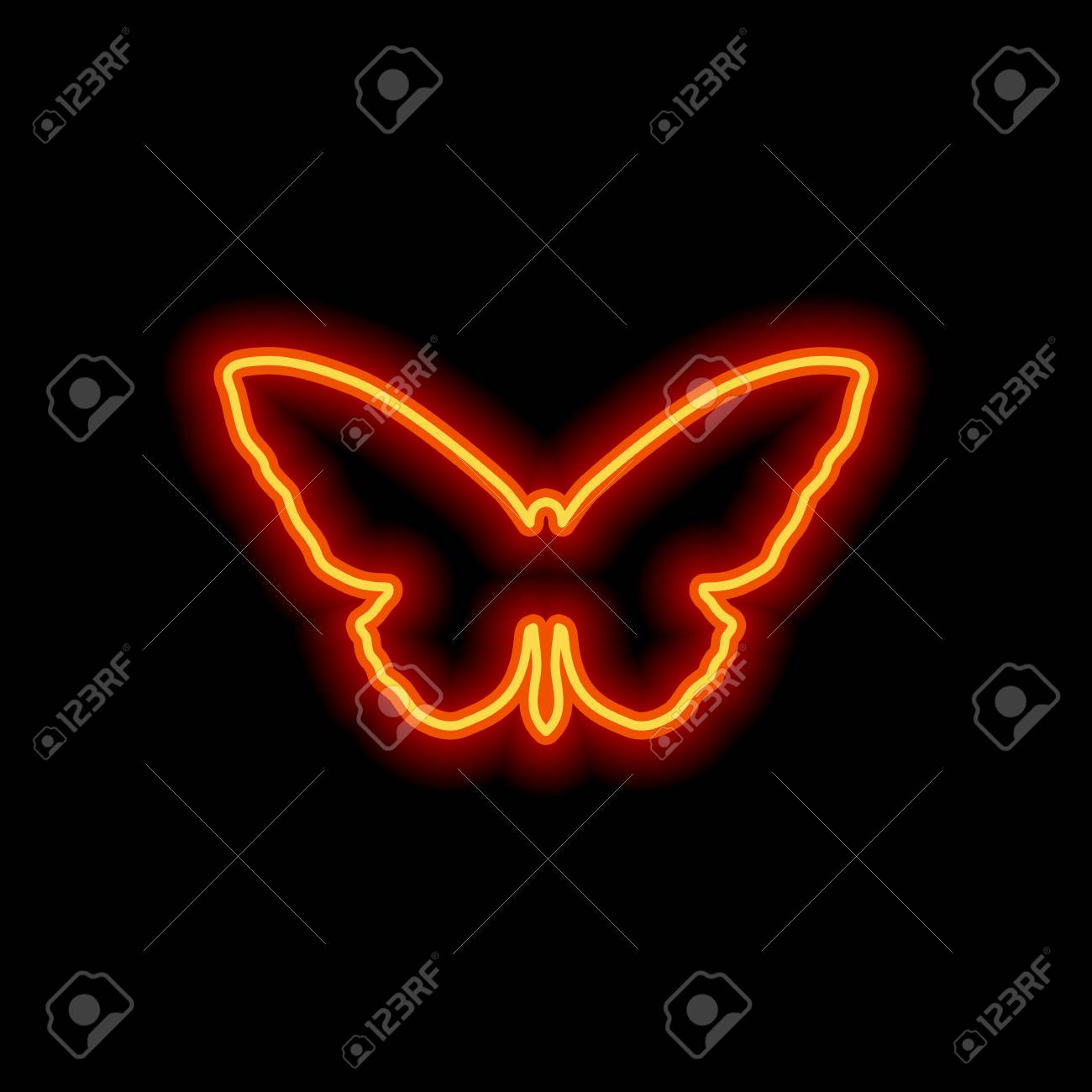 Butterfly Icon Orange Neon Style On Black Background Light Icon Royalty Free Cliparts Vectors And Stock Illustration Image 111837644