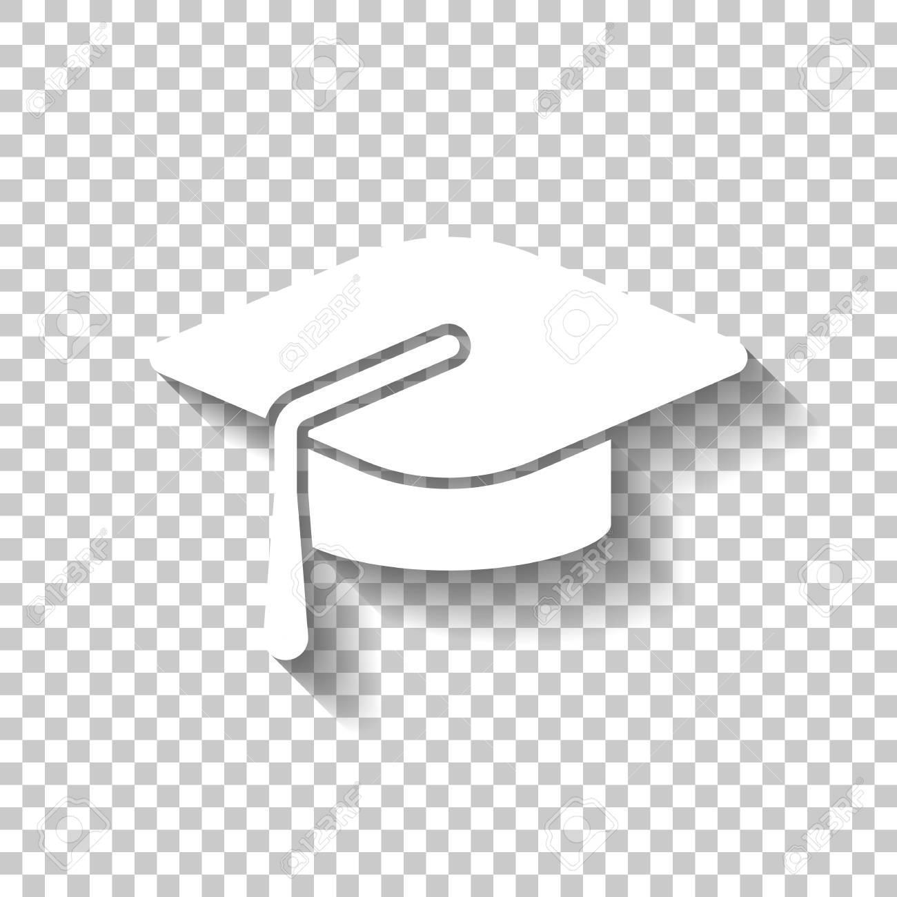 Graduation Cap Education Icon White Icon With Shadow On Transparent Background Royalty Free Cliparts Vectors And Stock Illustration Image 108564672