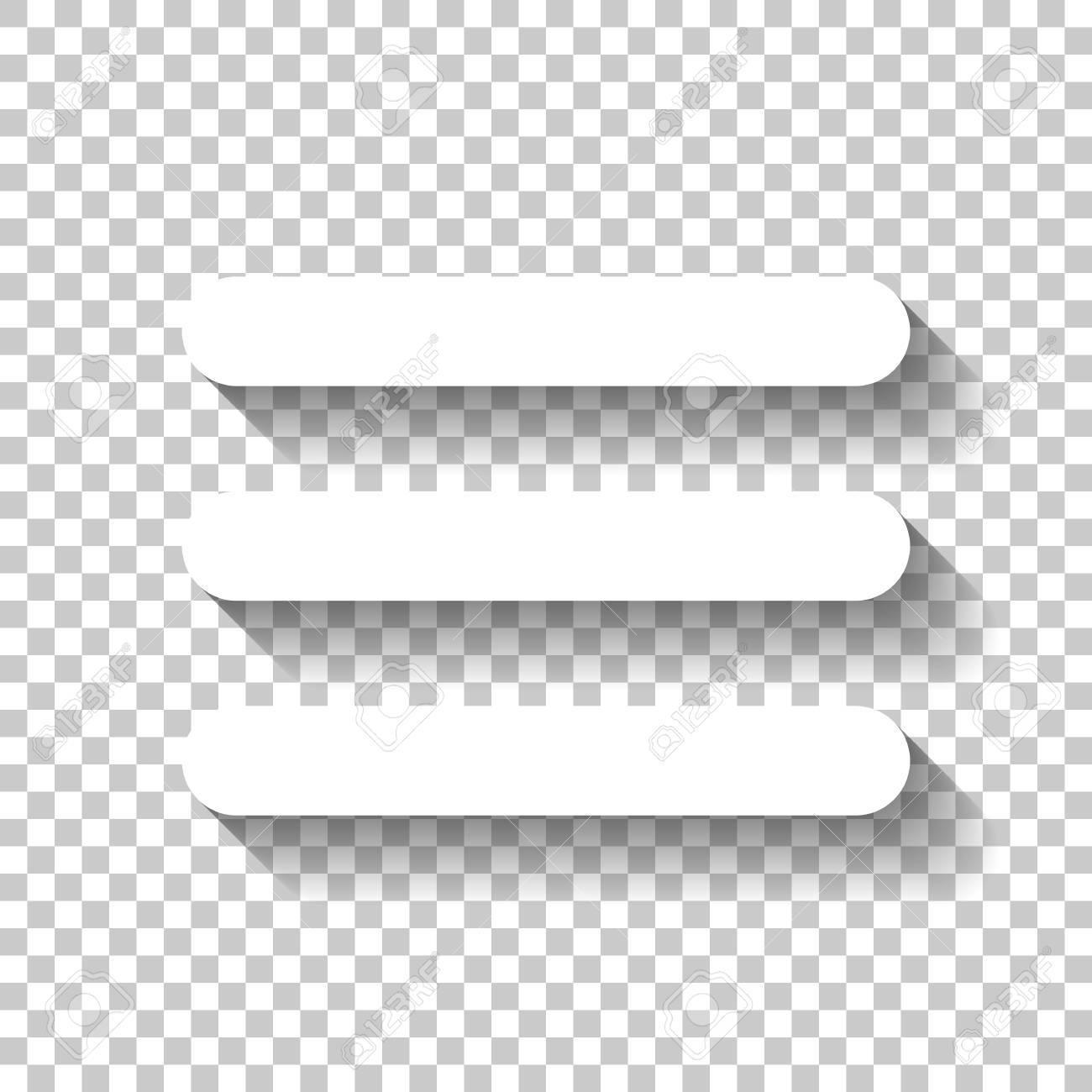Hamburger menu. Web icon. White icon with shadow on transparent background - 108564673 Hamburger menu. Web icon. White icon with shadow on transparent background - 108564673