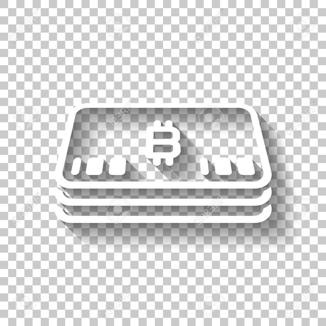 Bitcoin 돈 또는 상품권 팩. 비즈니스 아이콘입니다. 투명 한 배경에 그림자가 있는 흰색 아이콘 로열티 무료 사진, 그림, 이미지  그리고 스톡포토그래피. Image 108272353