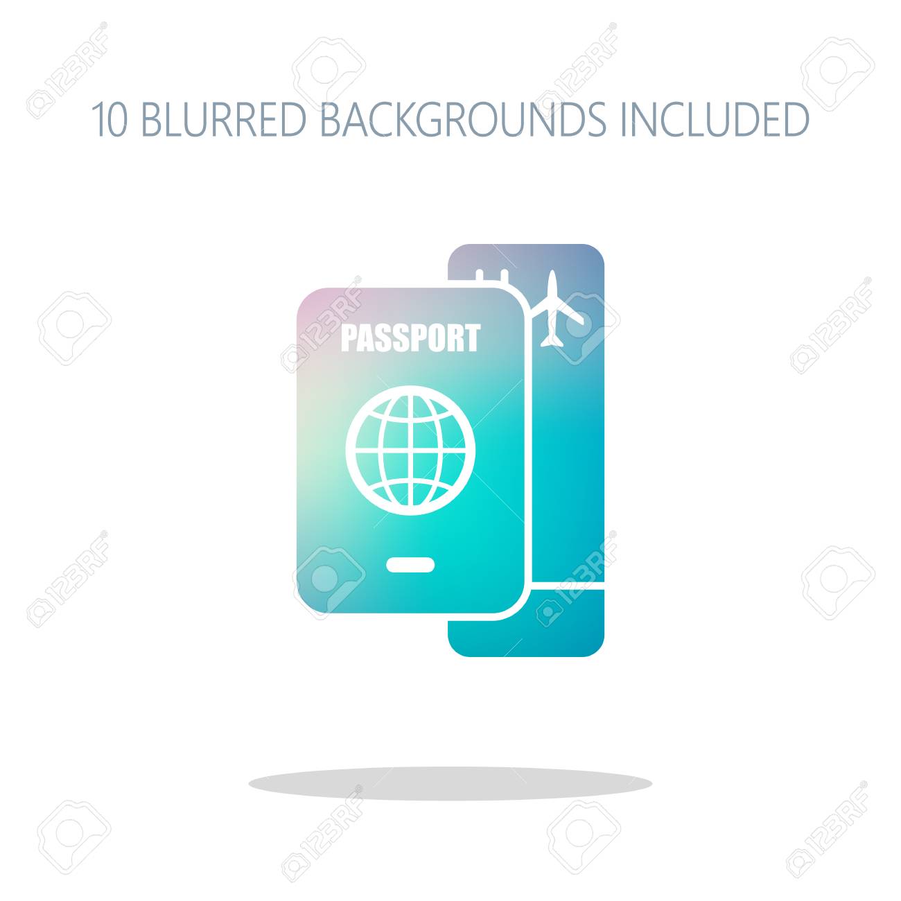 Passport Boarding Pass Air Travel Concept Colorful Logo Concept With Simple Shadow On White 10 Different Blurred Backgrounds Included Royalty Free Cliparts Vectors And Stock Illustration Image 109179746