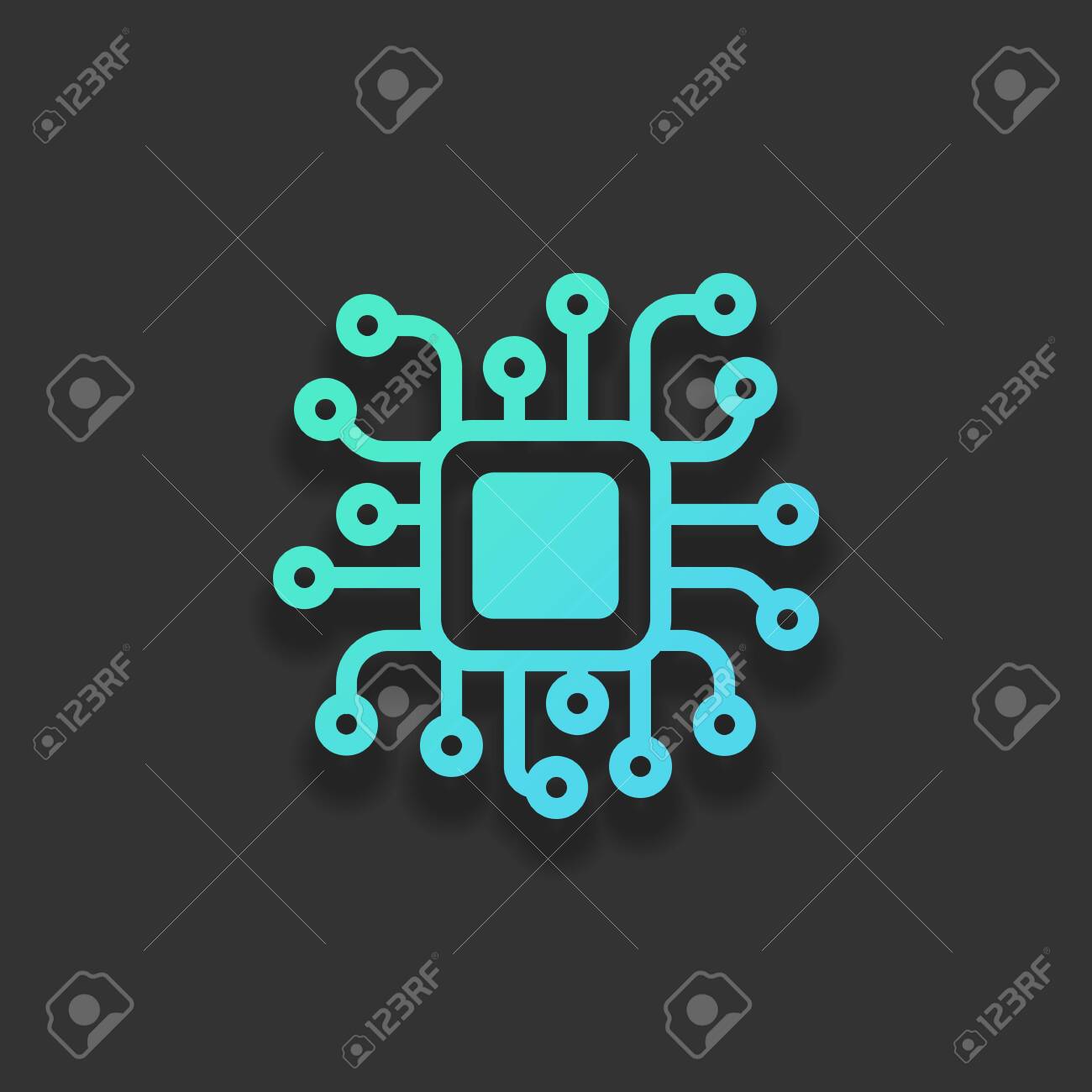 Processor Chip Computer Microchip Cpu Chipset Technology Icon Colorful Logo Concept With Soft Shadow On Dark Background Icon Color Of Azure Ocean Royalty Free Cliparts Vectors And Stock Illustration Image 145878826