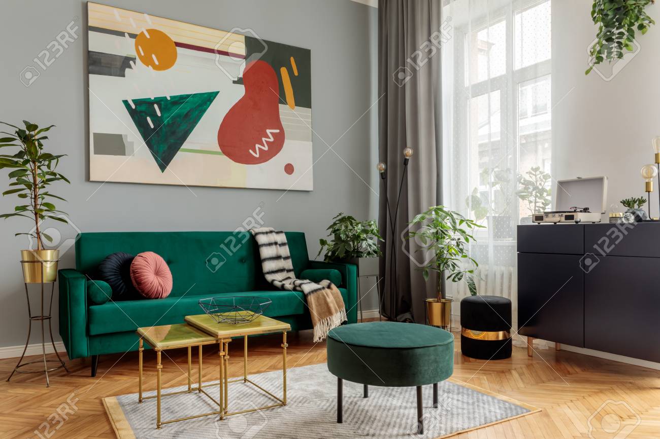 Luxury And Modern Home Interior With Design Green Sofa Luxury And Modern Home Interior With Design Green Sofa