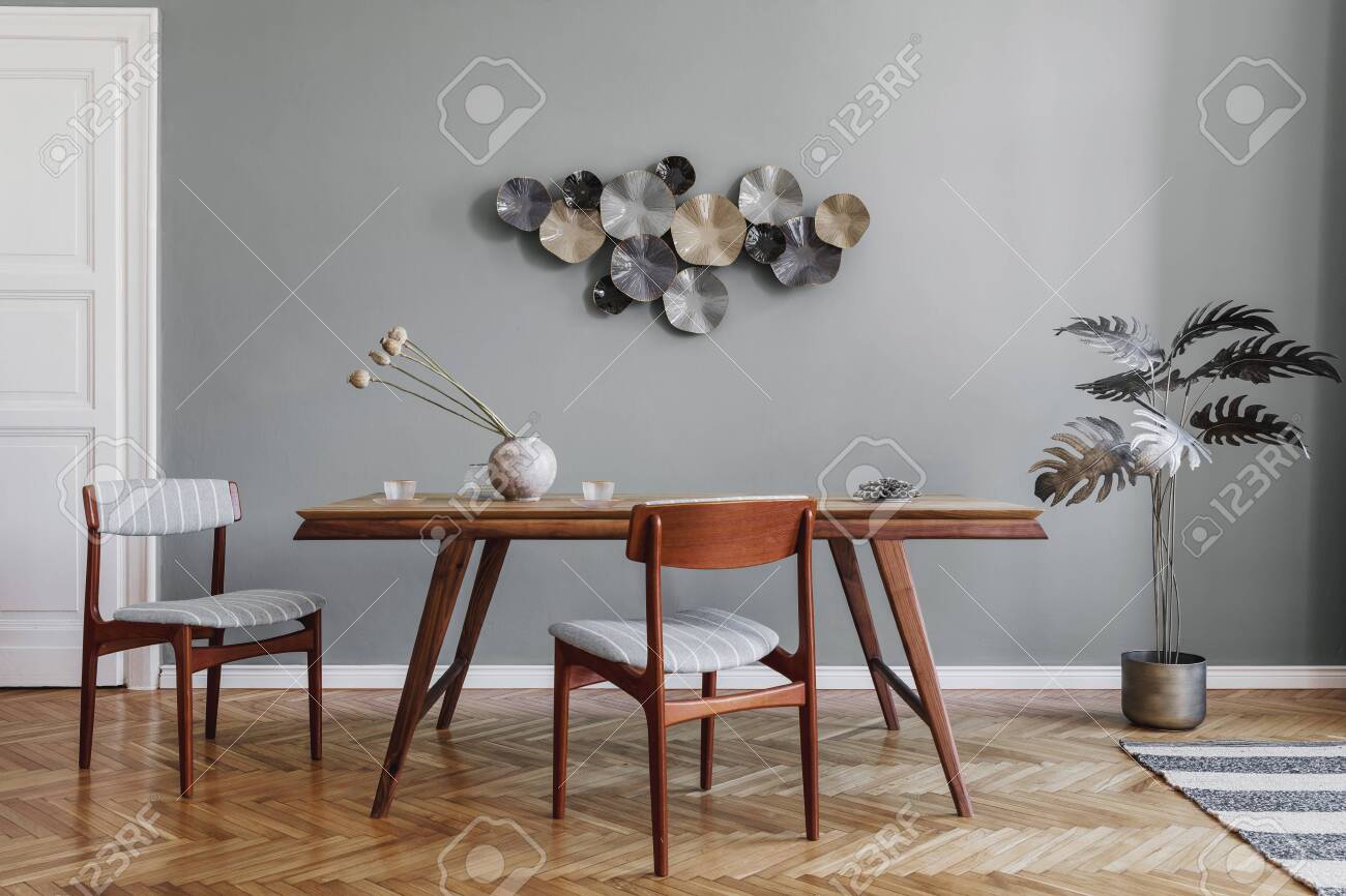 Modern And Stylish Dining Room Interior With Glamor Wooden Table Stock Photo Picture And Royalty Free Image Image 150701855