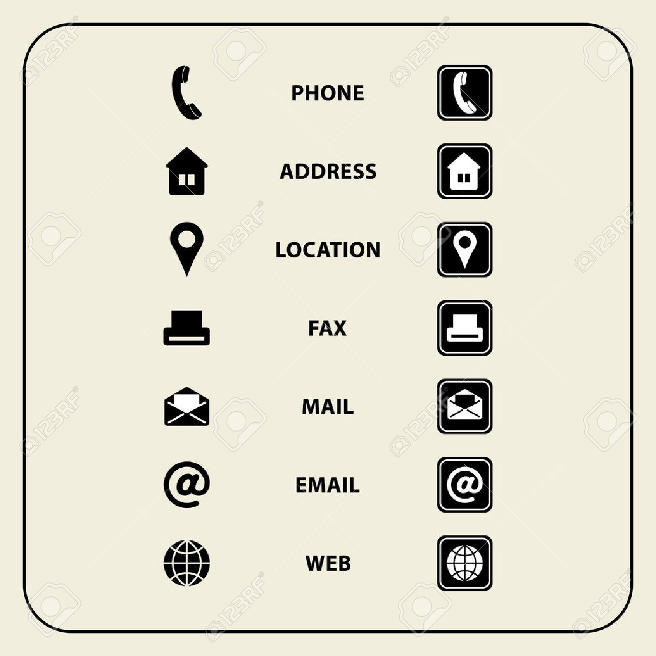 vector illustratie van de set van web iconen voor visitekaartjes