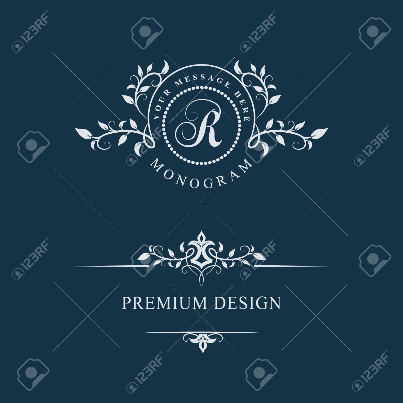 decorative floral vintage monogram set of calligraphic logo