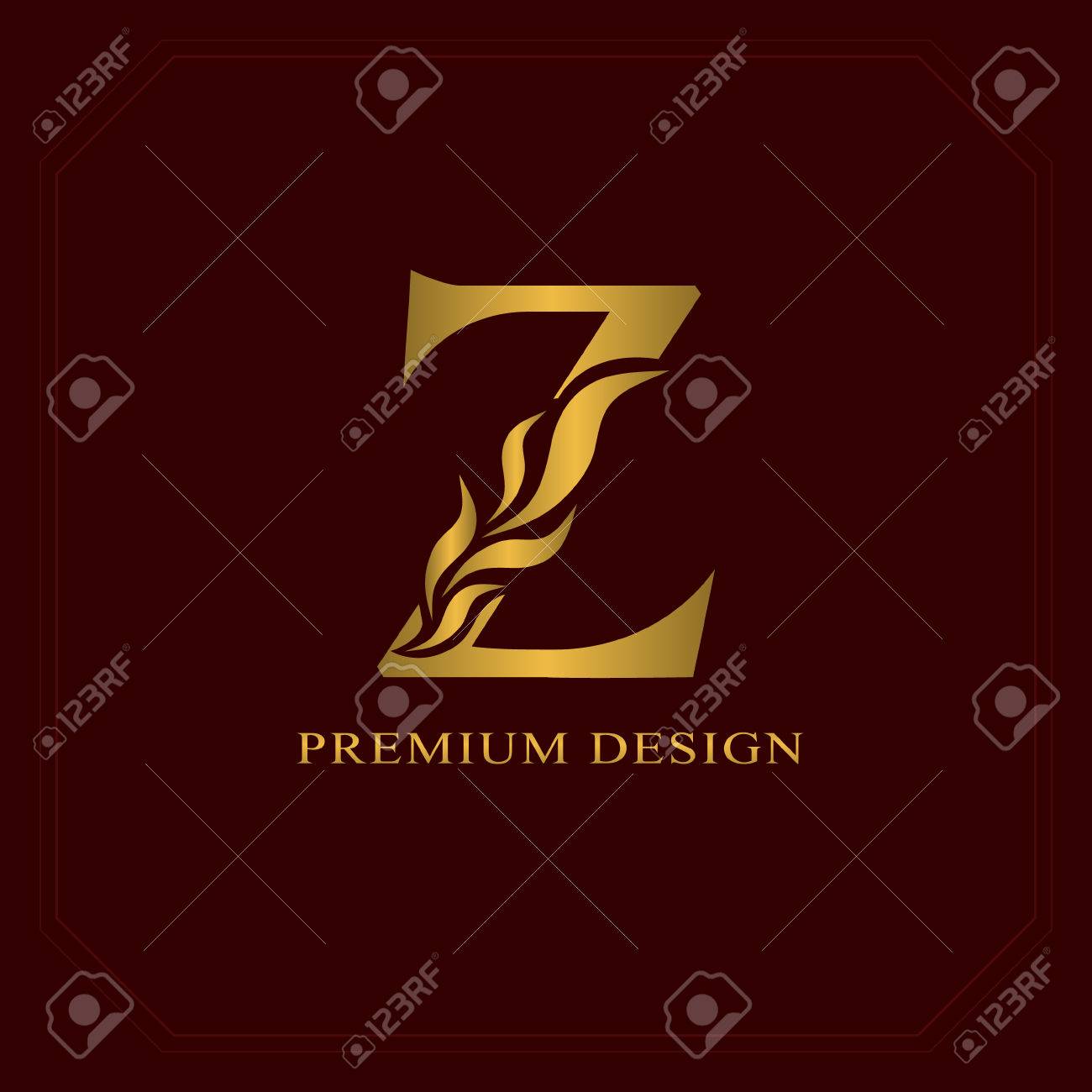 Gold Elegant Letter Z. Graceful Style. Calligraphic Beautiful Logo ...