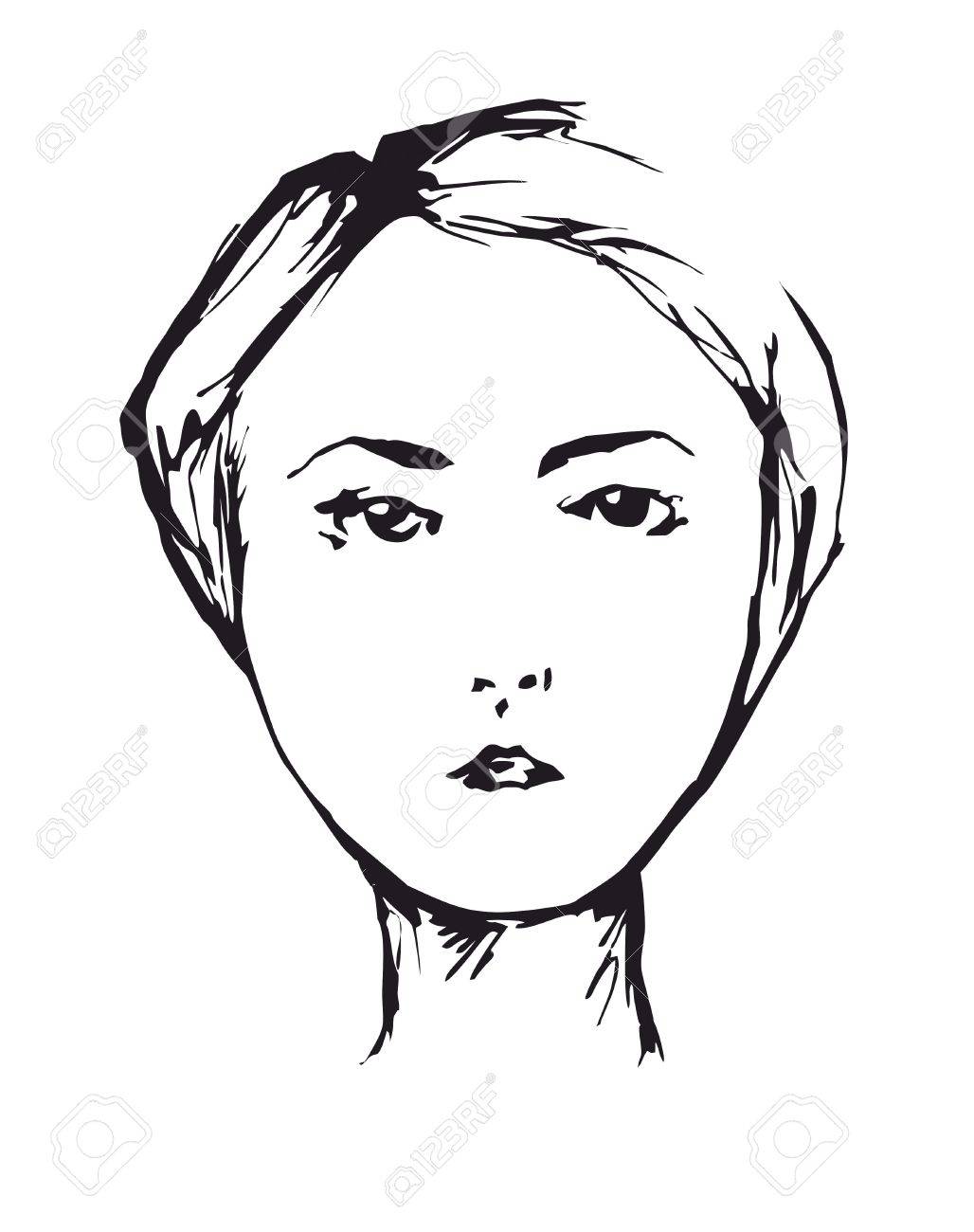 Portrait Of Elegant Girl With Short Hair Cut On The White