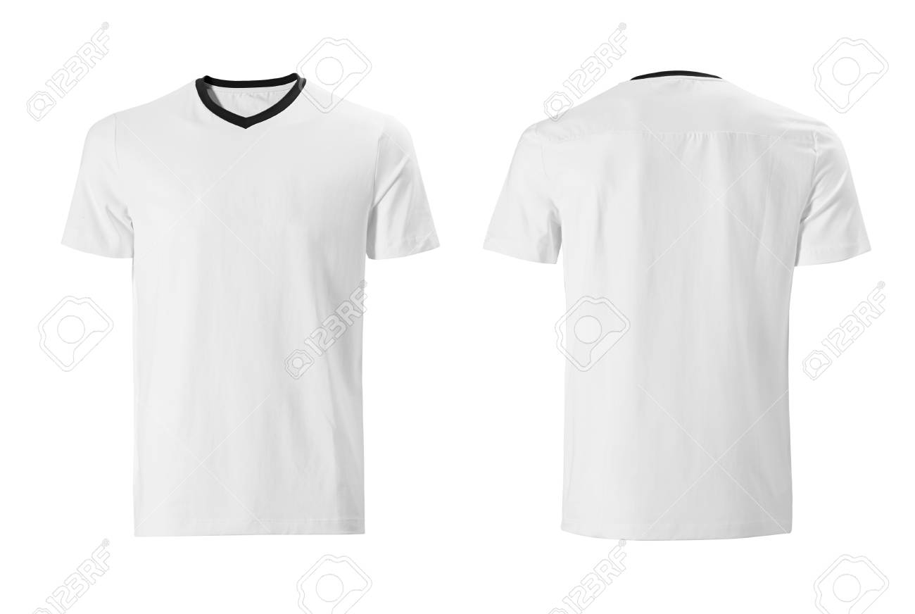 白で隔離白い T シャツのデザイン テンプレート の写真素材 画像素材 Image