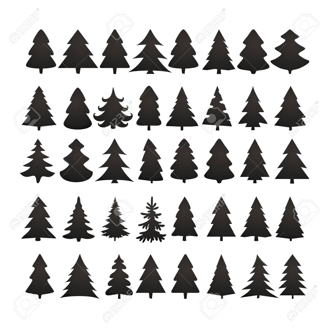 クリスマス ツリー シルエット デザイン ベクトルを設定します 概念ツリー アイコン コレクションのイラスト素材 ベクタ Image