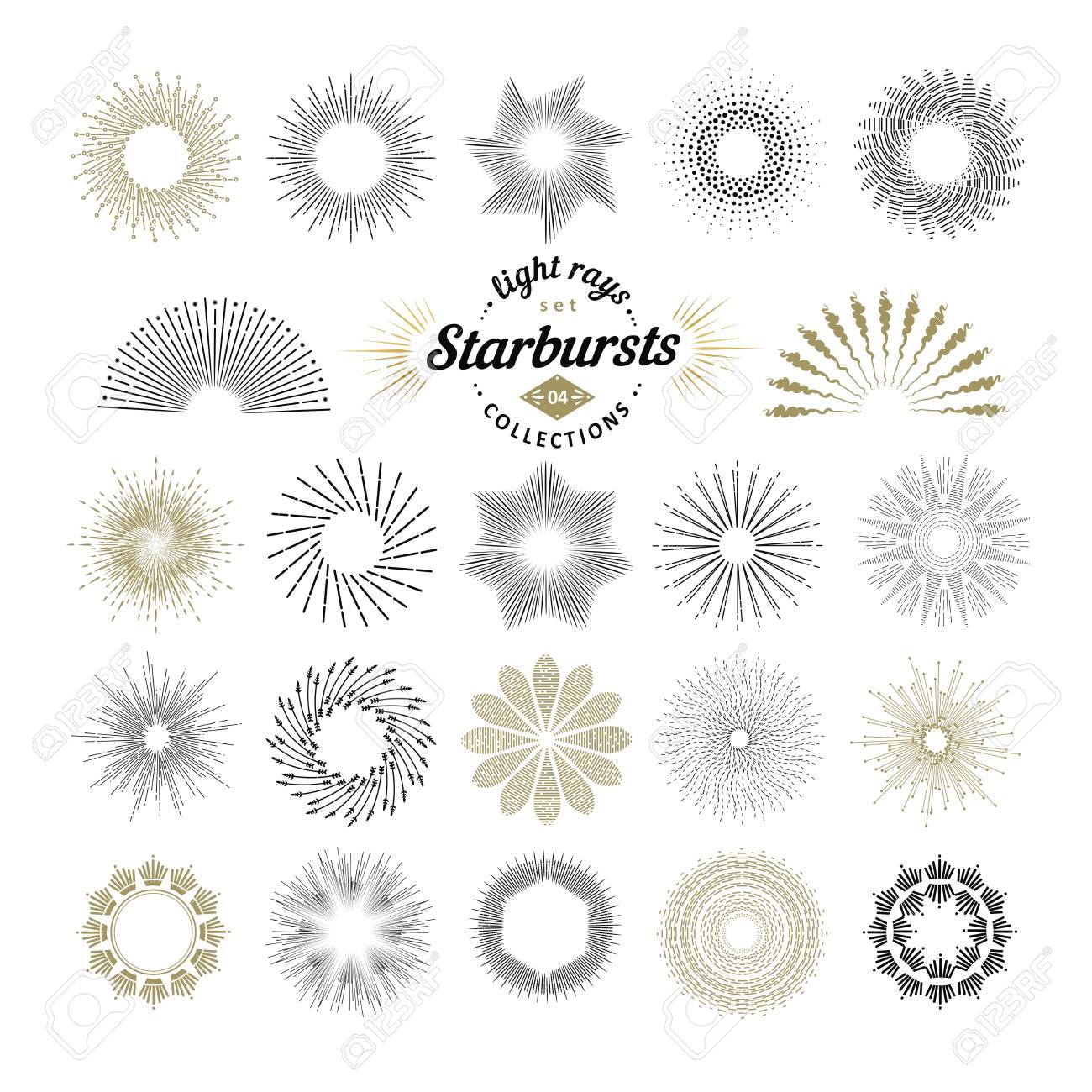 rays and starburst design elements collection of sunburst vintage