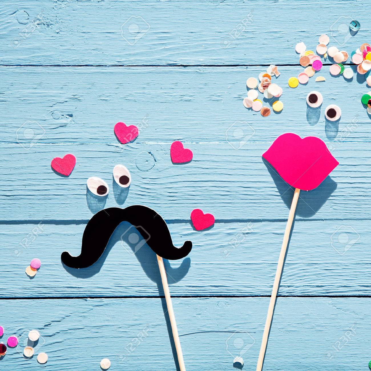 Fun Romantic Couple From Photo Booth Accessories With A Mustache