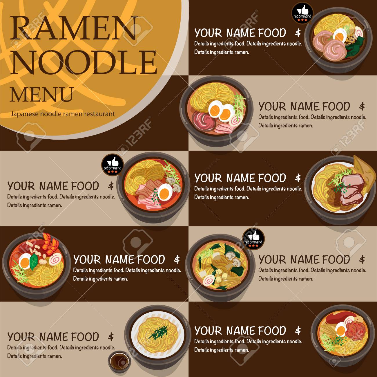 a la carte menu template