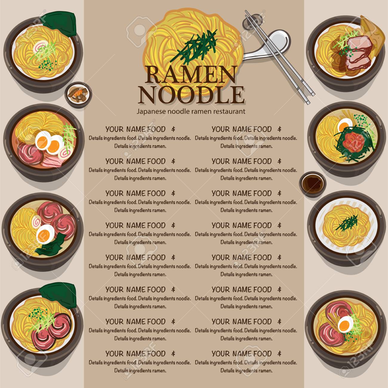 Menu ramen noodle japanese food template design - 91237969.