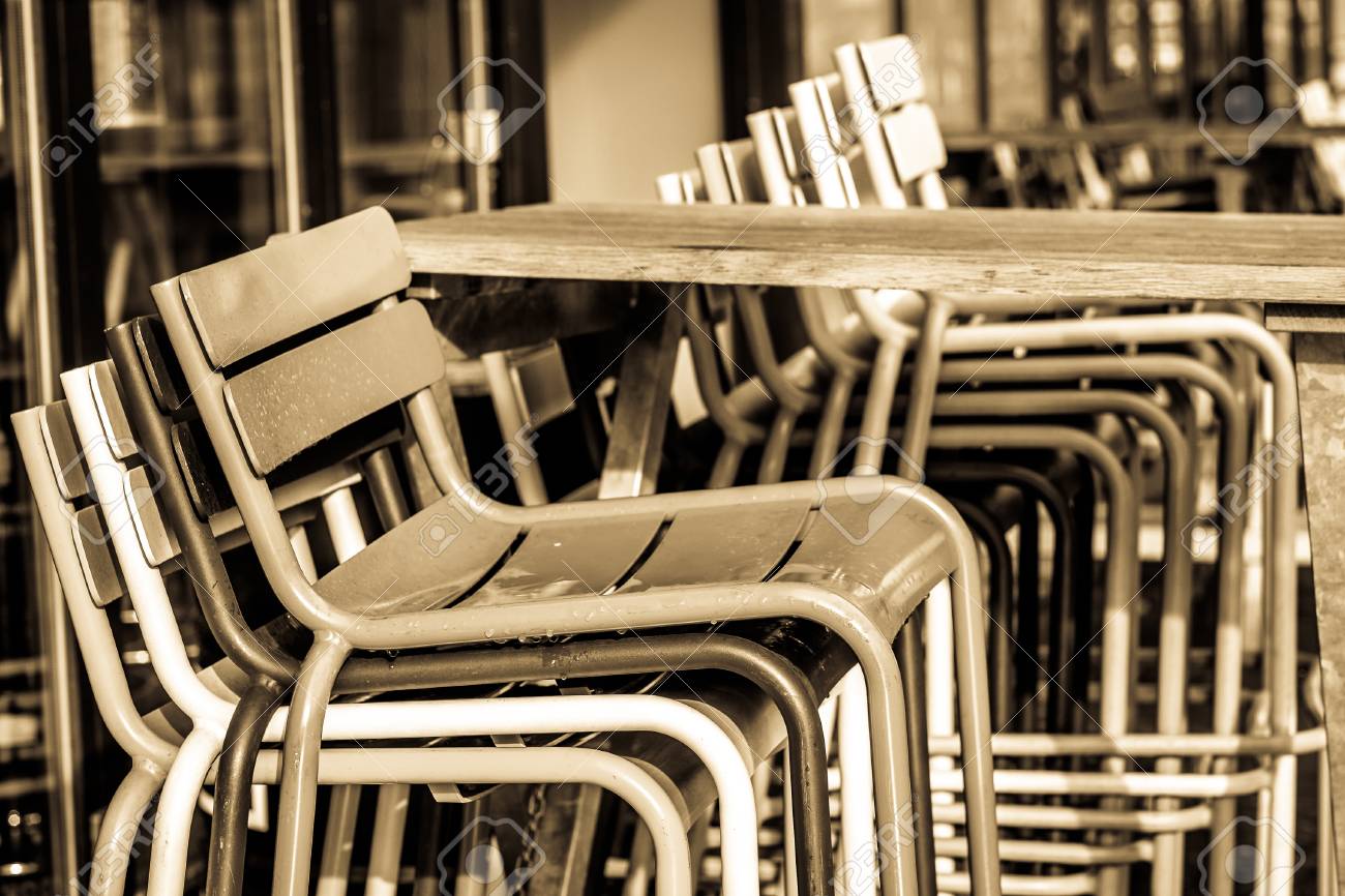 Old Fashioned Bar Stools Stock Photo