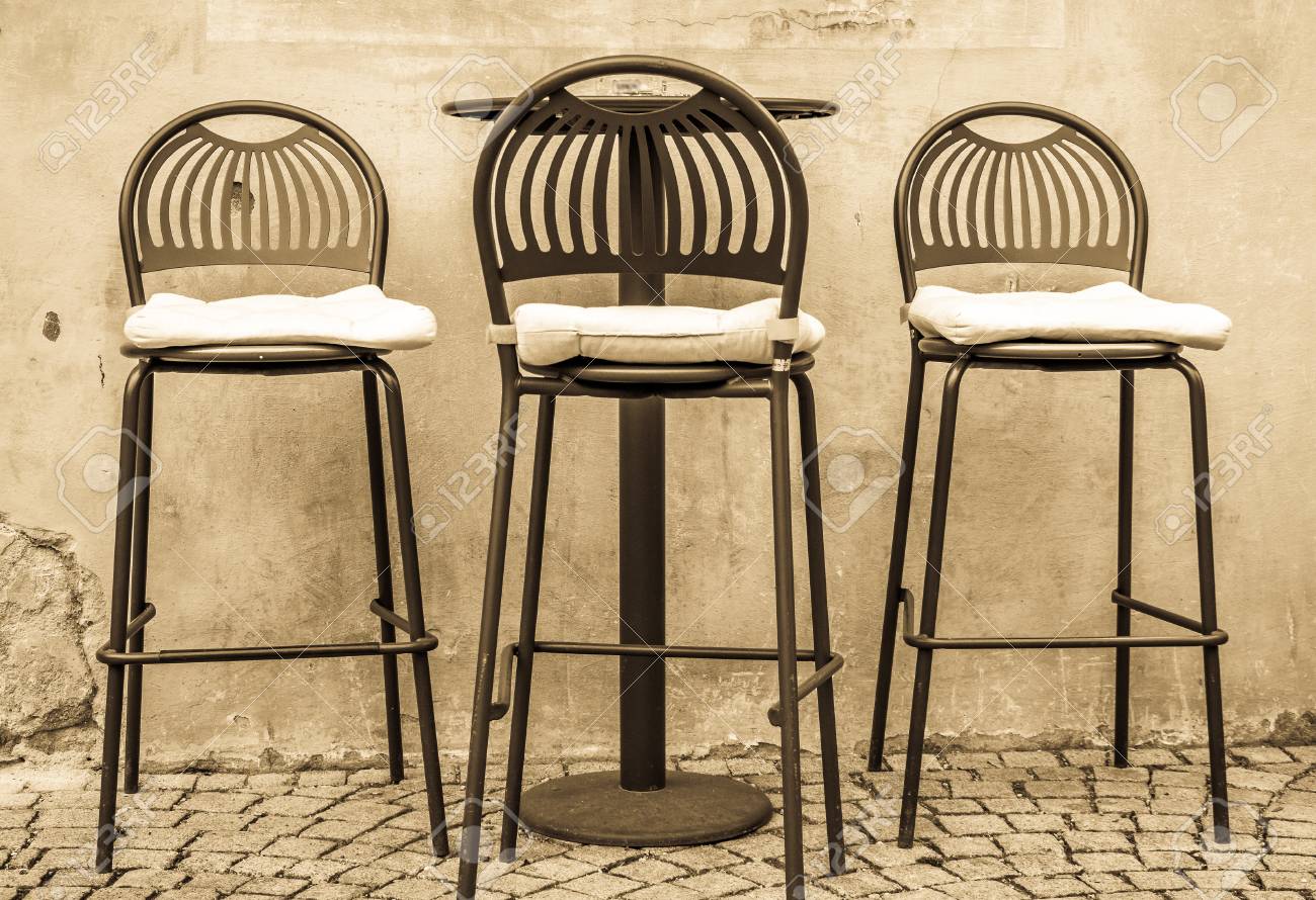Old Fashioned Bar Stools Stock Photo