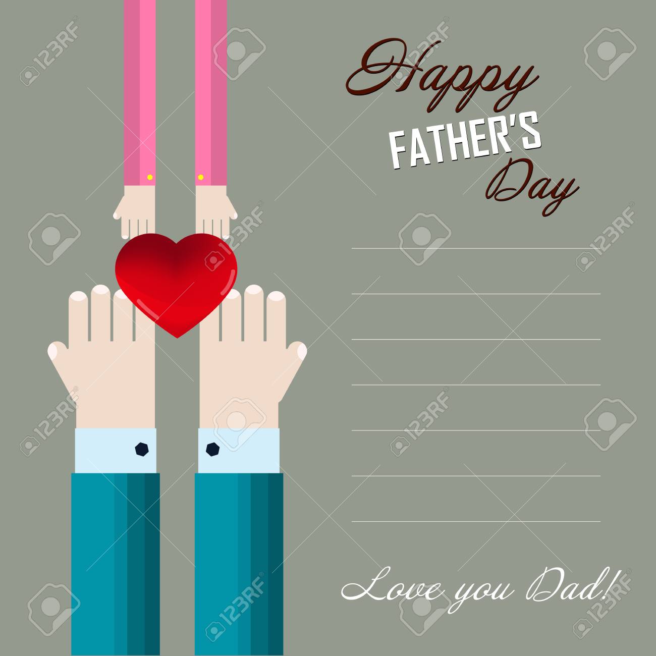 happy fathers day card and sign vintage retro hands of father