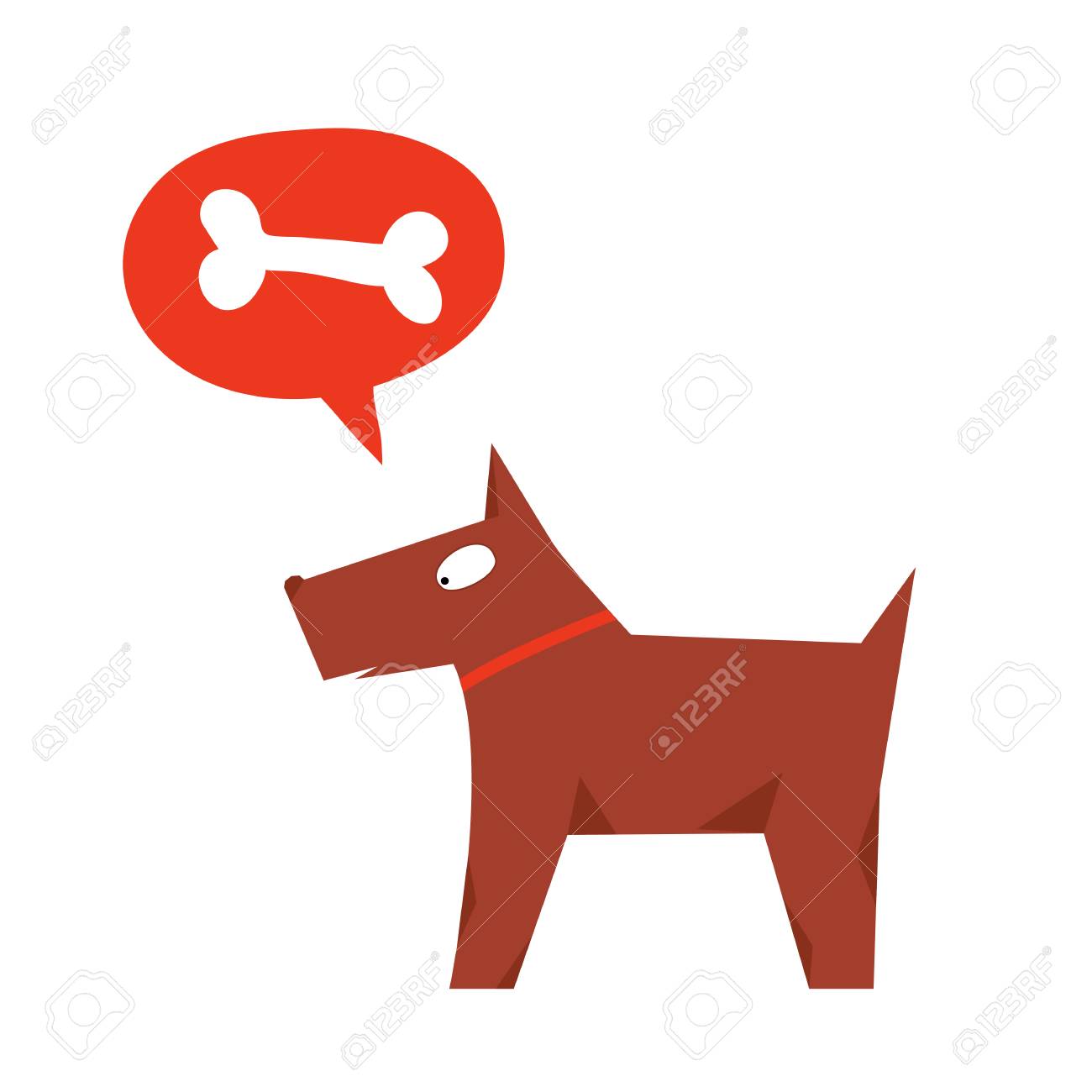 かわいい犬は骨を考える 犬のベクトルの漫画が食べたいです のイラスト素材 ベクタ Image
