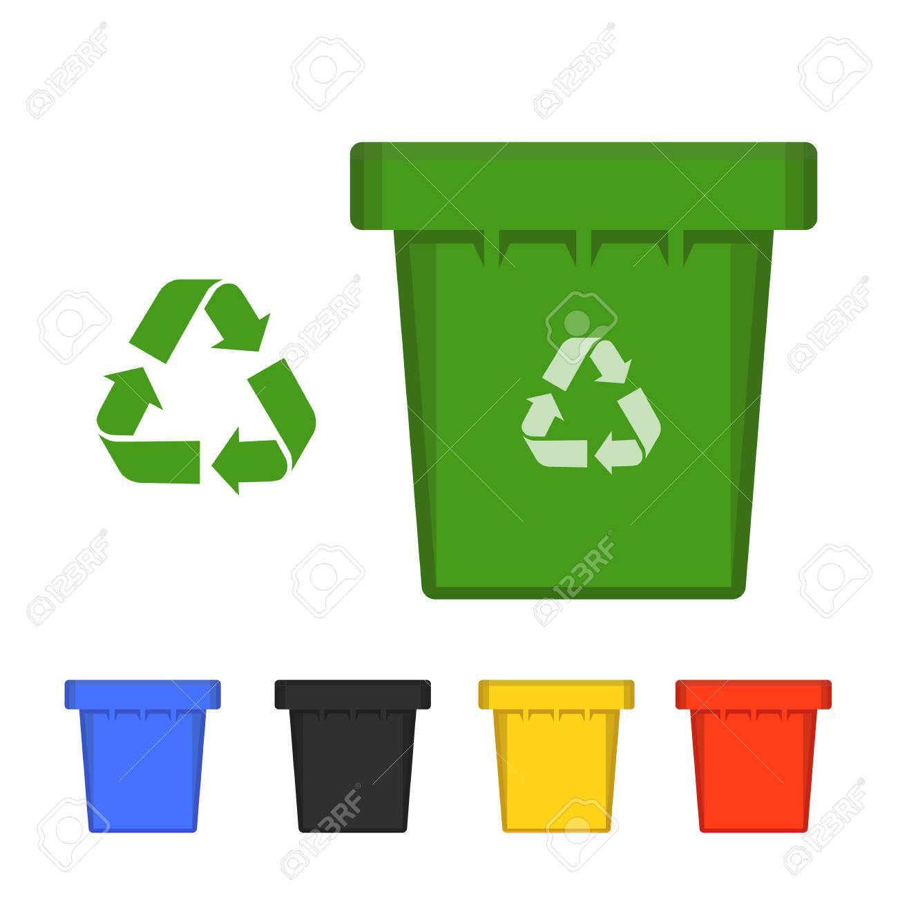 ゴミ箱は ベクター グラフィックを設定します ベクトルごみ箱ゴミ箱やごみのアイコンを設定 のイラスト素材 ベクタ Image