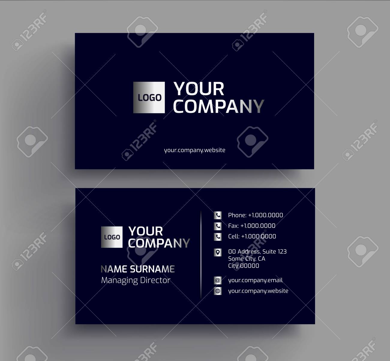 stylish dark business card design template black silver platinum