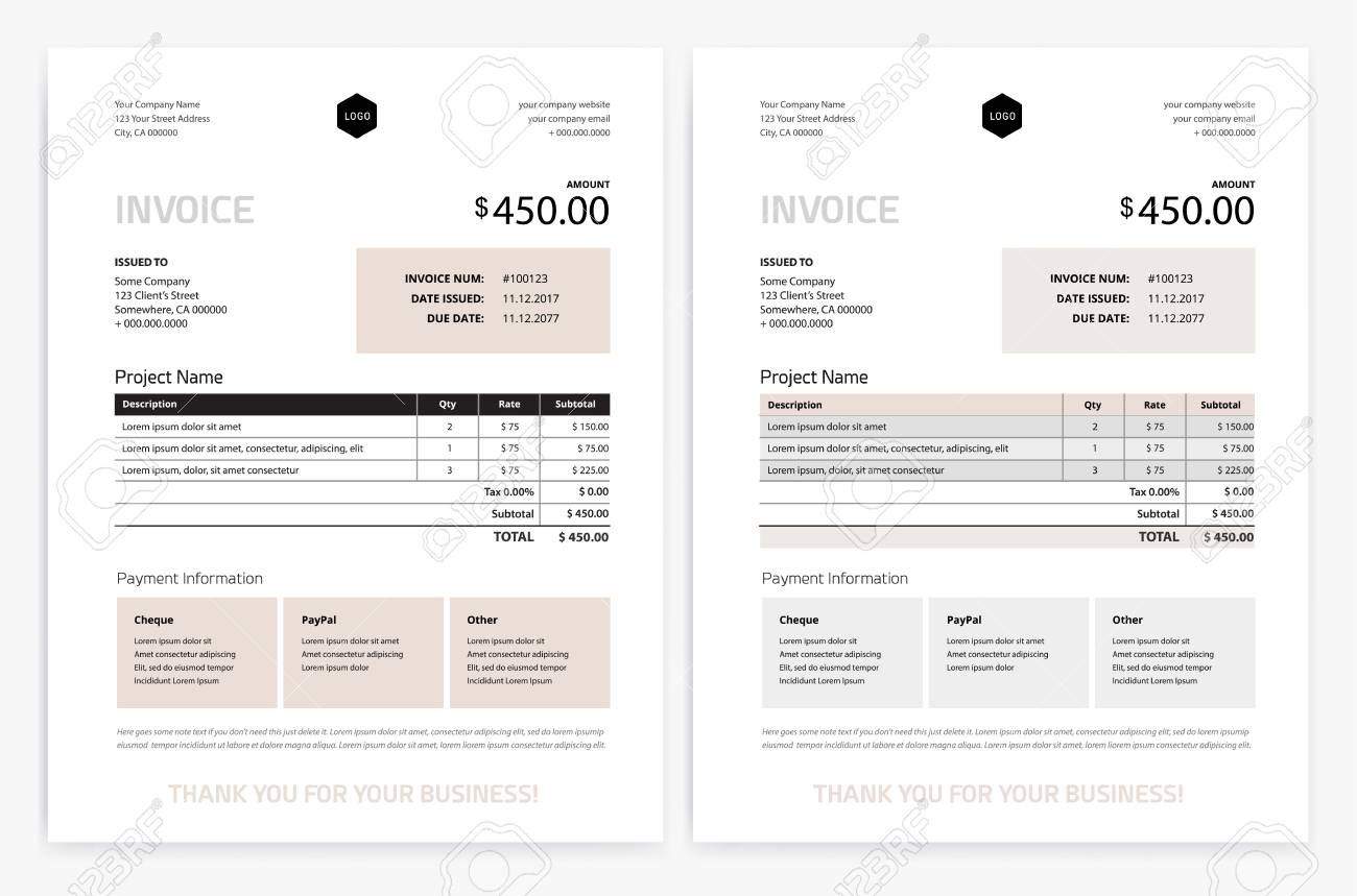 elegant invoice template design vector grey beige color business elegant invoice template