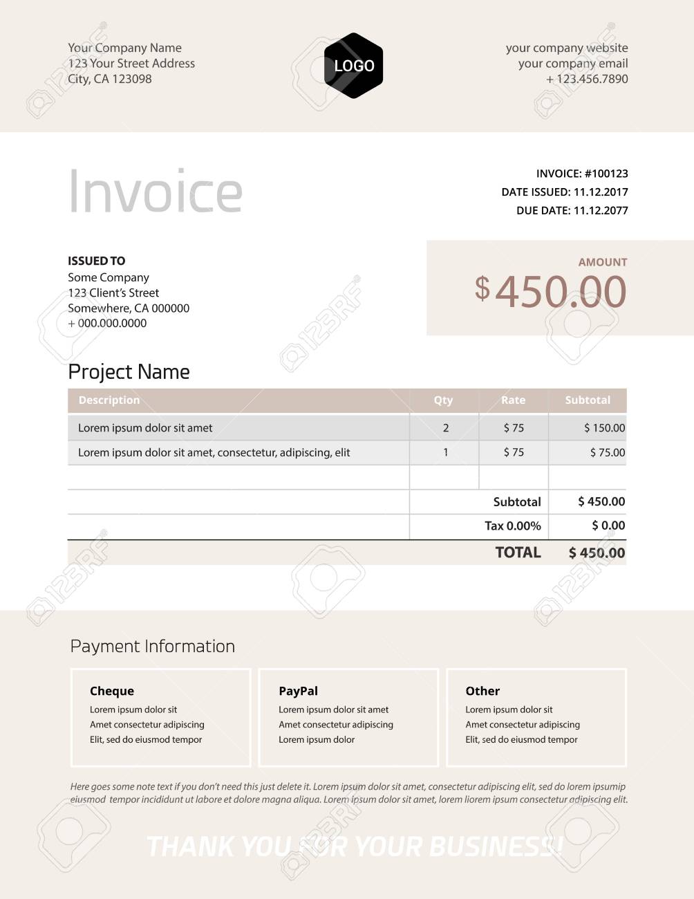 elegant invoice template design vector grey beige color business elegant invoice template
