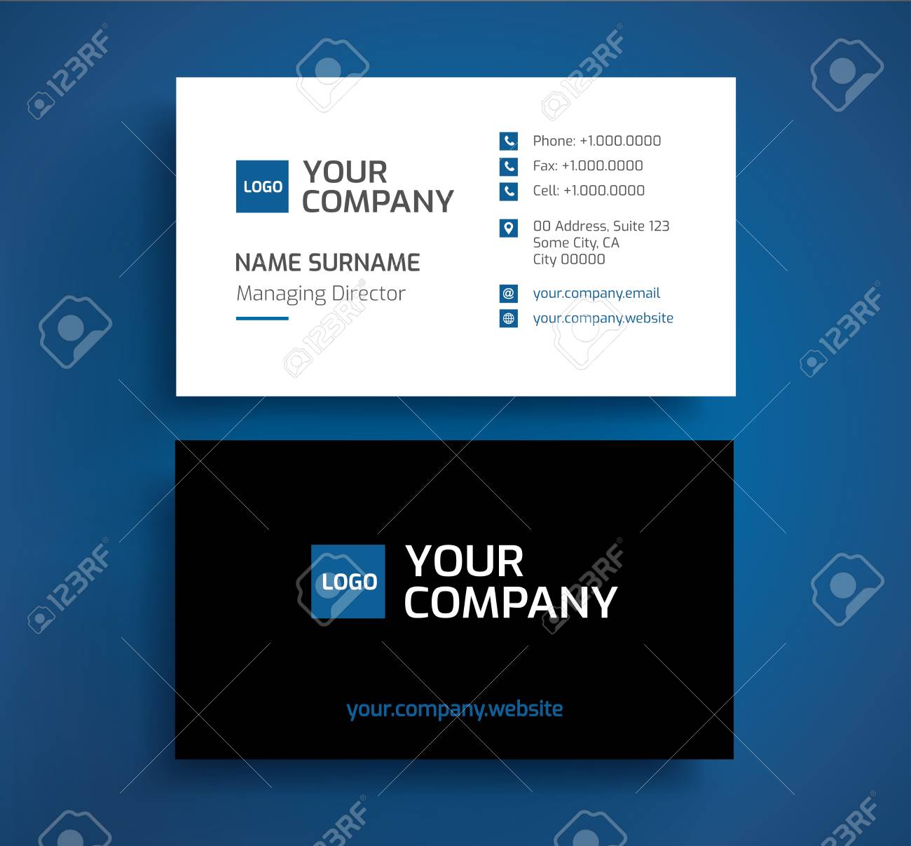 Stylish Business Card Template Vector Blue Black And White Royalty Free Cliparts Vectors And Stock Illustration Image 93920672