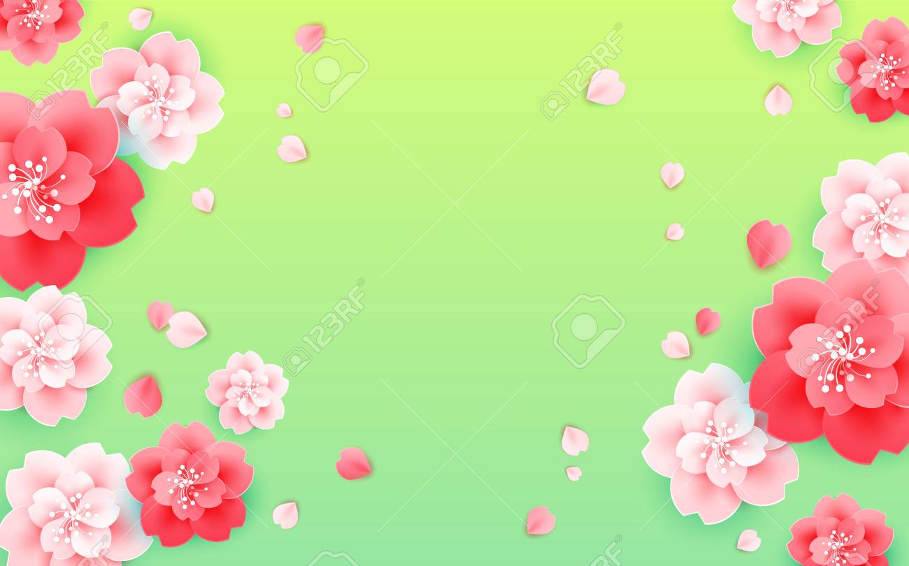 Abstract Flower Background Vector With A Space For Text Green