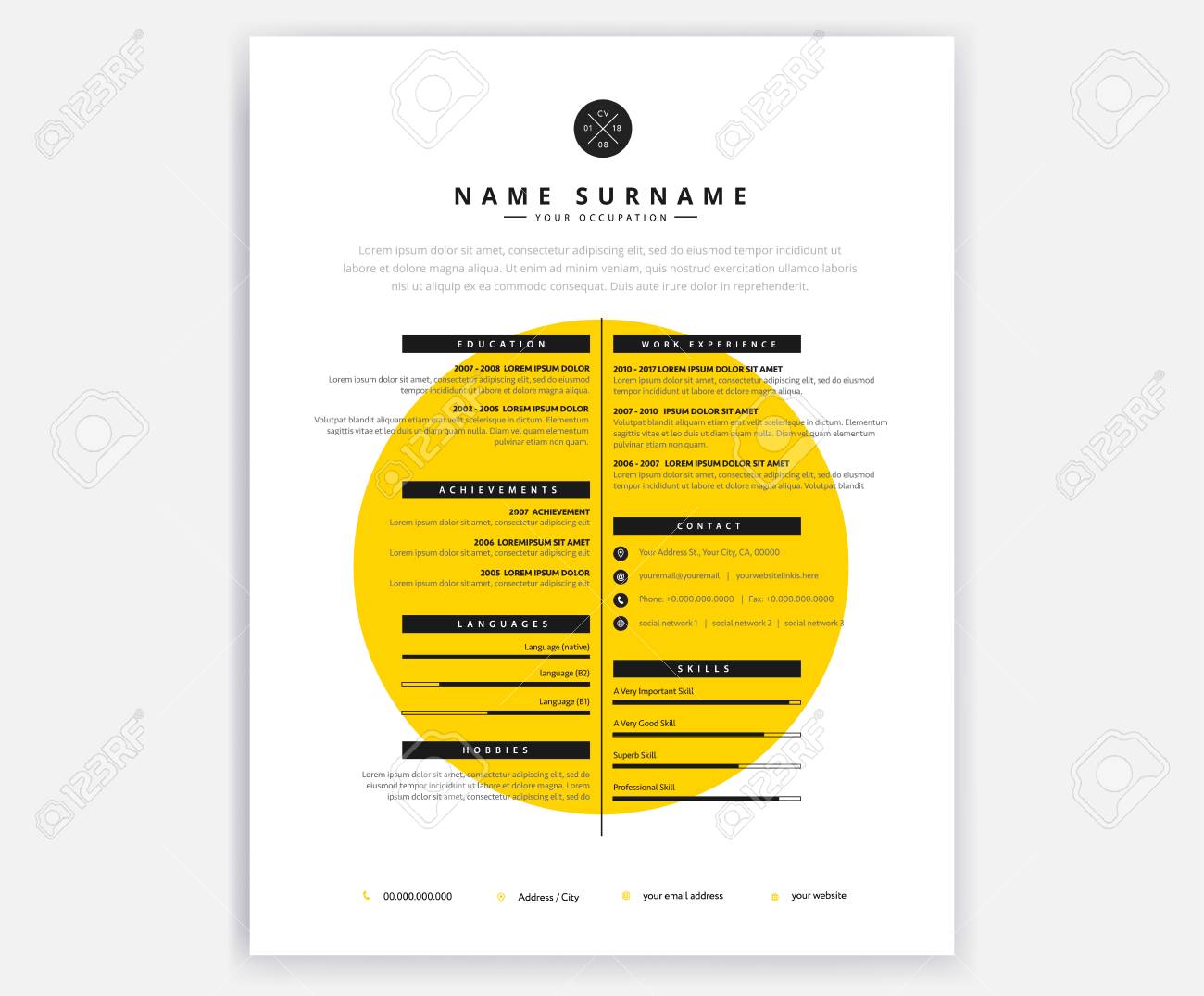 creative curriculum vitae design template royalty free cliparts