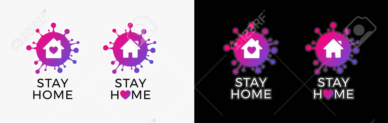 Stay home icon sticker for COVID-19 virus social media campaign. Coronavirus, COVID 19 protection logo with virus, house and heart - 146827640 Stay home icon sticker for COVID-19 virus social media campaign. Coronavirus, COVID 19 protection logo with virus, house and heart - 146827640