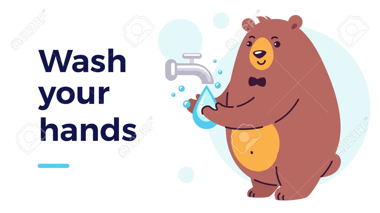 Happy smiling character washing hands under running water. Prevention measures for kids against virus and infection. Flat cartoon vector illustration hygiene concept - 146822244 Happy smiling character washing hands under running water. Prevention measures for kids against virus and infection. Flat cartoon vector illustration hygiene concept - 146822244