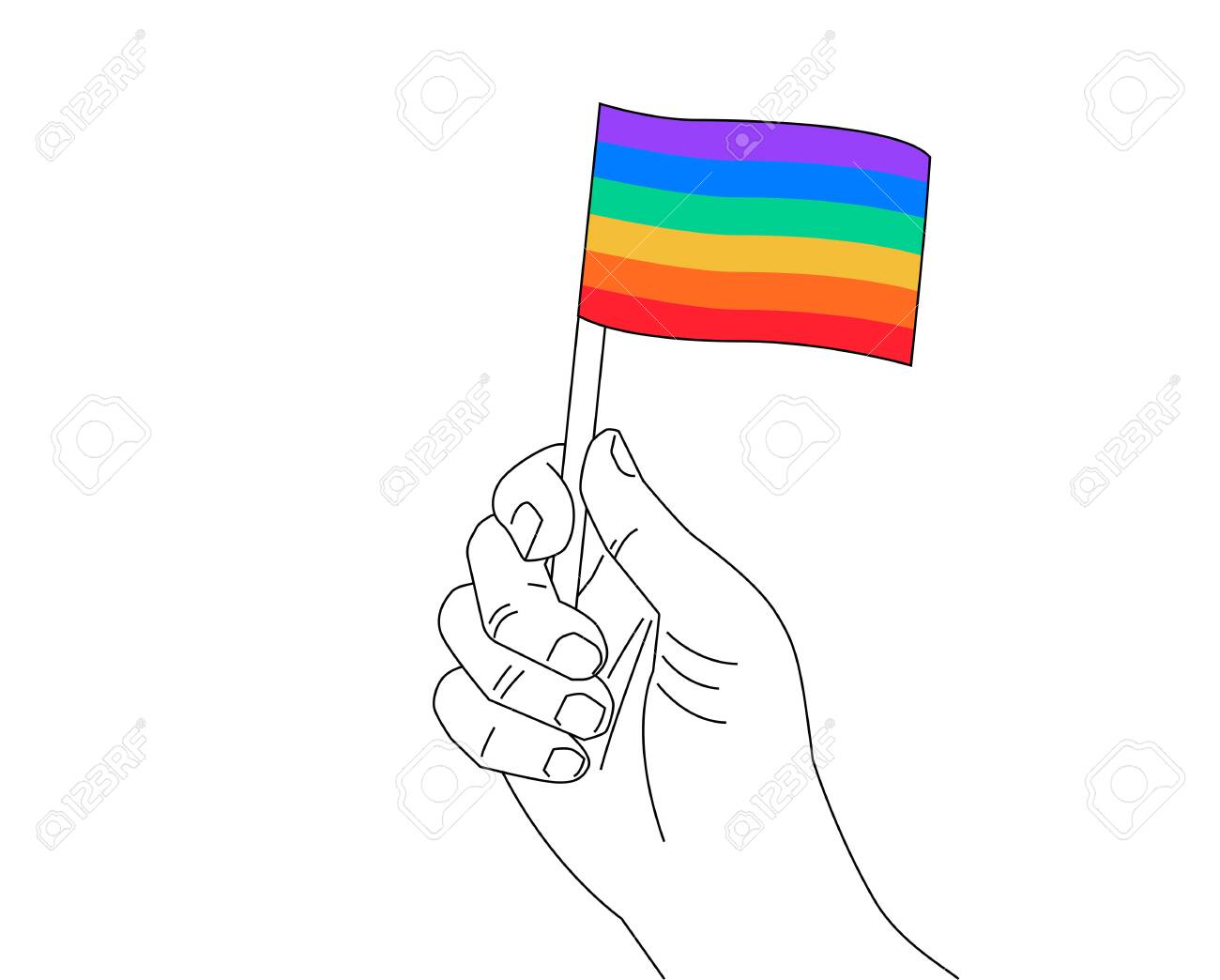 Pride month line art - A hand with rainbow flag pride symbol - hand drawn illustration for Pride events isolated on white background - 149694705 Pride month line art - A hand with rainbow flag pride symbol - hand drawn illustration for Pride events isolated on white background - 149694705