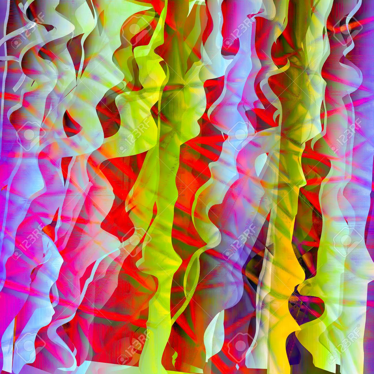明るいカラフルな青 赤 紫色の鮮やかな楽しい抽象的なラインオイルペイントの背景デザイン の写真素材 画像素材 Image
