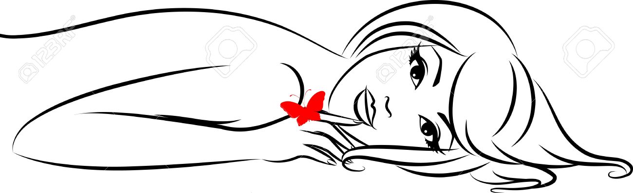 蝶の美しいセクシーな女性のシルエット の写真素材 画像素材 Image