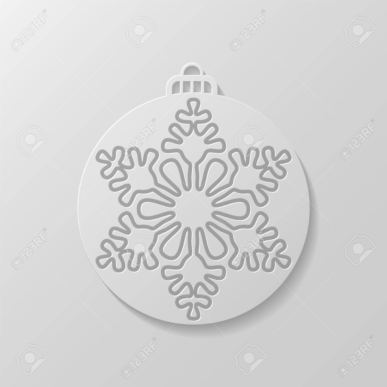 Boule De Noël Blanche Avec Un Flocon De Neige Découpé Dans Du Papier