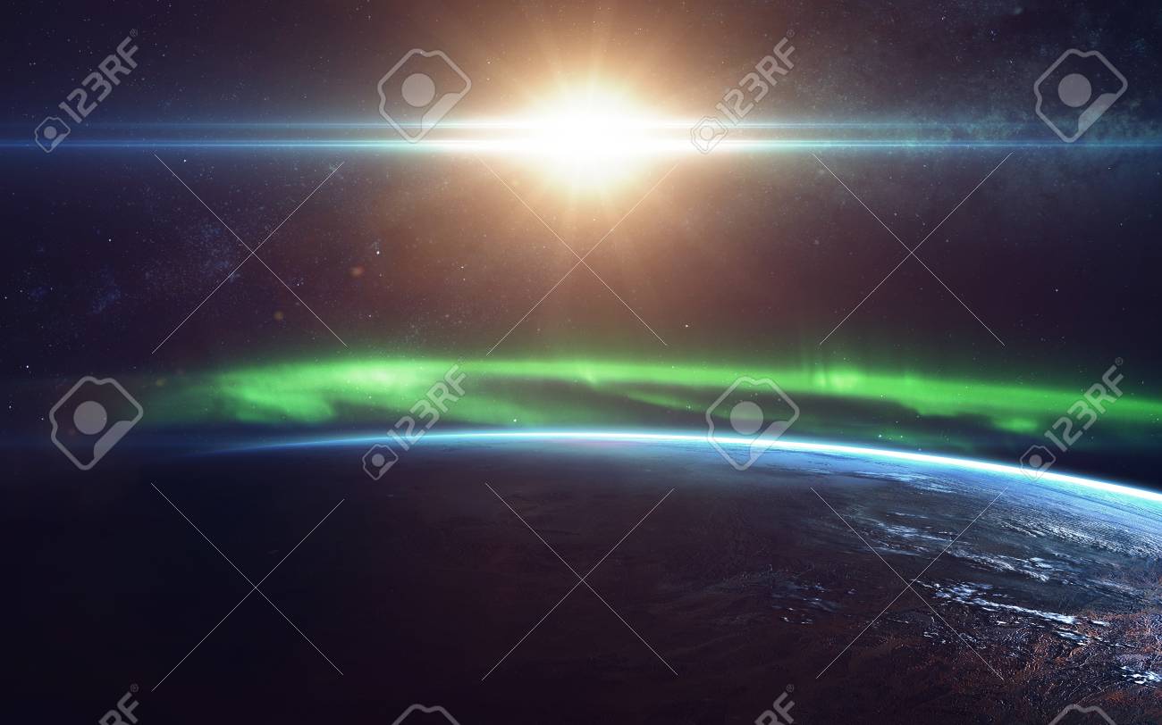 Natural Phenomenon Of Northern Lights (Aurora Borealis) Related To The  Earths Magnetic Field. Elements Of This Image Furnished By NASA Stock  Photo, Picture and Royalty Free Image. Image 71390779., image size:1300x812
