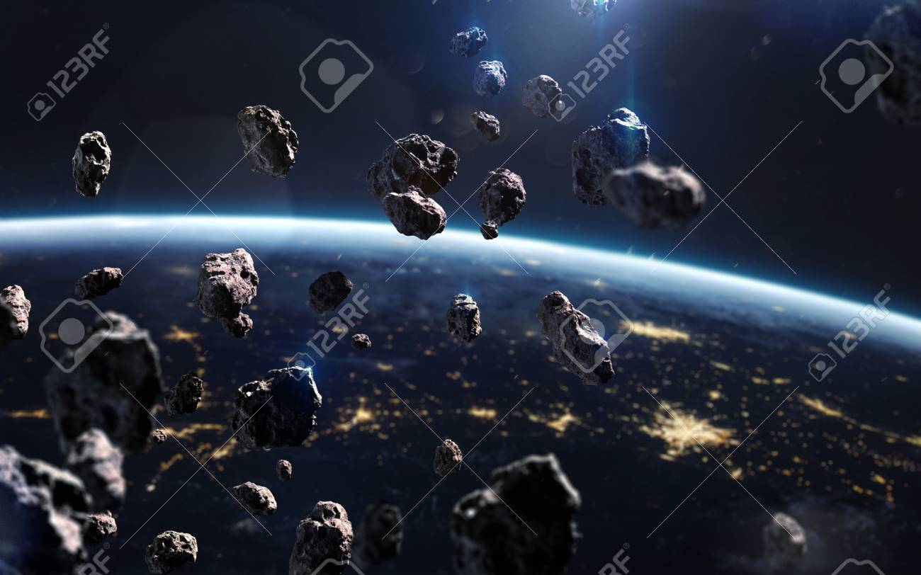 Asteroids Near Earth. Meteorites Orbiting Planet. Deep Space Image, Science  Fiction Fantasy In High Resolution Ideal For Wallpaper And Print. Elements  Of This Image Furnished By NASA Stock Photo, Picture and Royalty, image size:1300x812