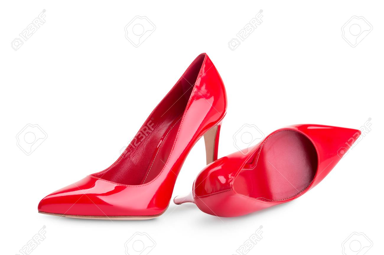 red patent high heel shoes
