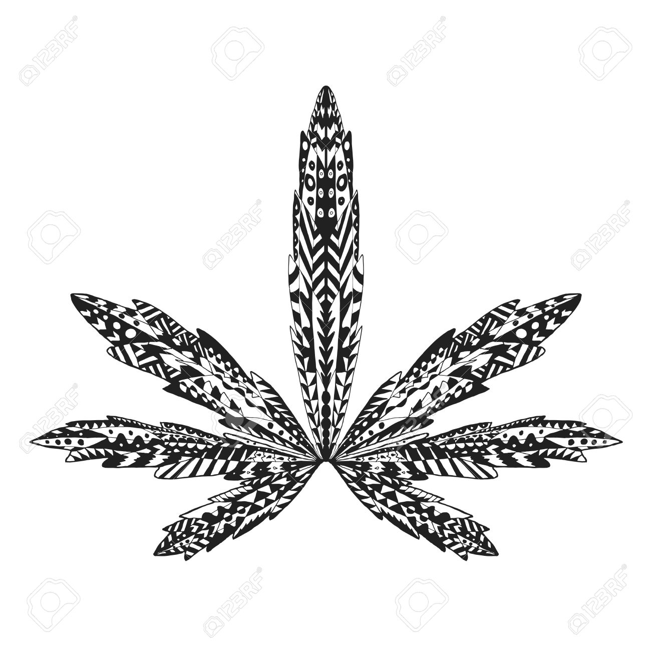 stylized marijuana leaf isolated hand drawn doodle ethnic stylized marijuana leaf isolated hand drawn doodle ethnic